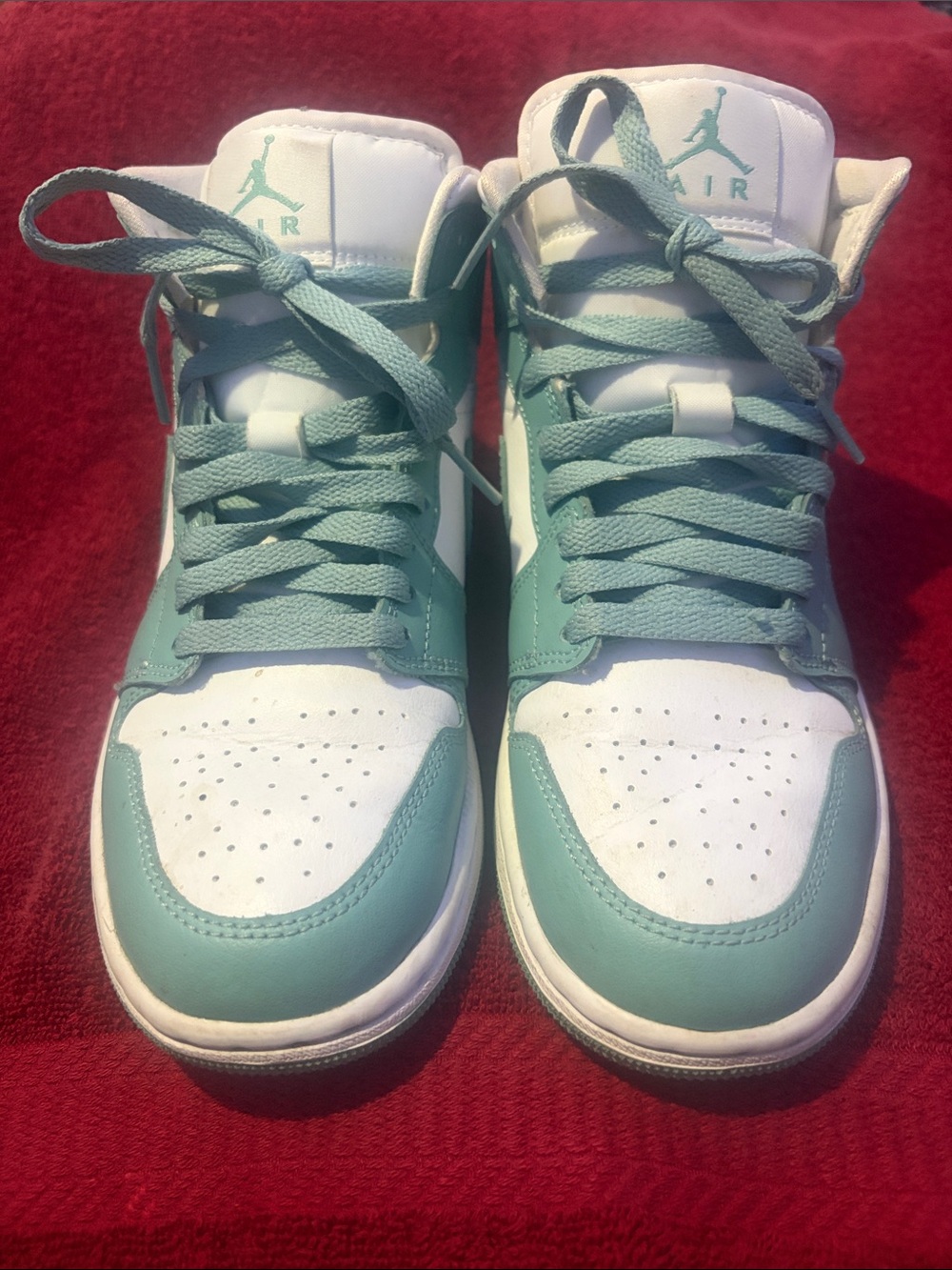 Jordan Kids High-Top Sneakers in White and Teal